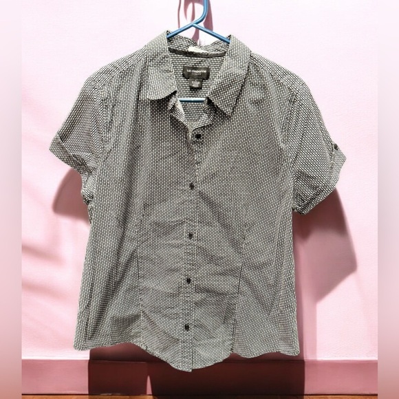 Liz Claiborne  Black and White Checkered Shirt LARGE - Picture 1 of 4
